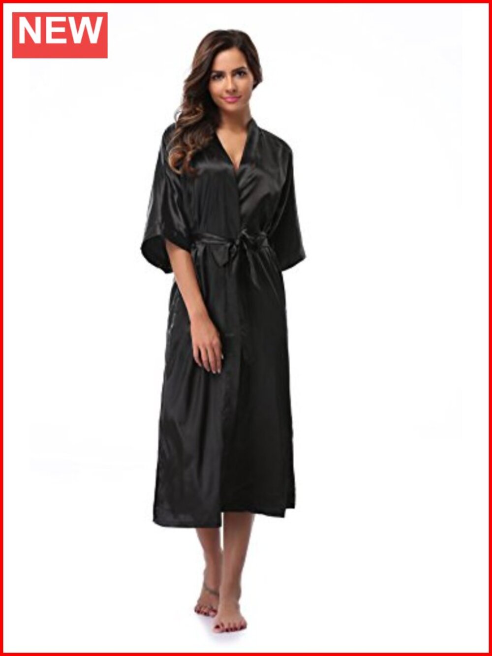 Satin Kimono Robe Long Bridal Dressing Gown Lightweight Wedding Sleepwear